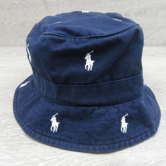 Polo Ralph Lauren Embroidered Pony Bucket Hat Adult Size S/M Navy Blue White NEW - Picture 5 of 12